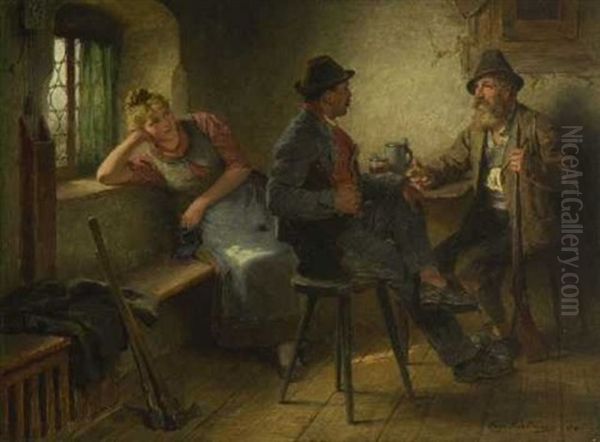 Madel, Jager Und Bursch Oil Painting by Hugo Wilhelm Kauffmann