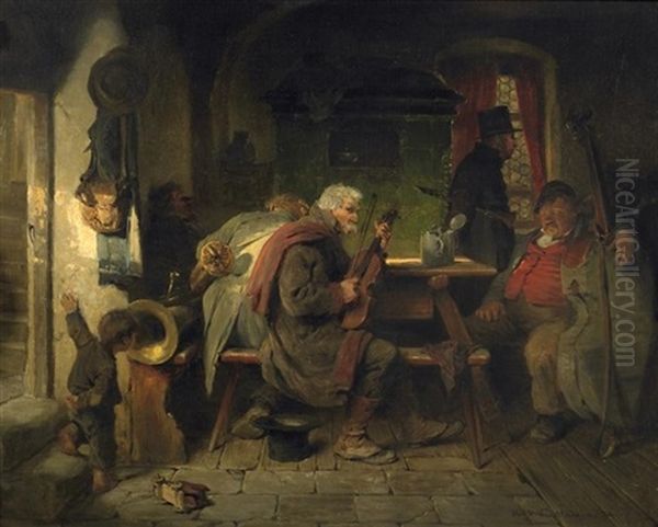 Musikanten In Der Wirtsstube Oil Painting by Hugo Wilhelm Kauffmann