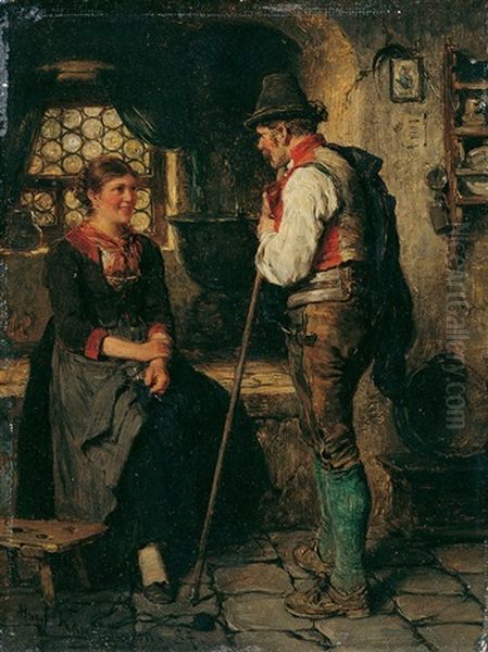 Bei Der Sennerin Oil Painting by Hugo Wilhelm Kauffmann