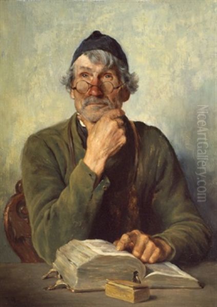 Lesender Alter Oil Painting by Hugo Wilhelm Kauffmann