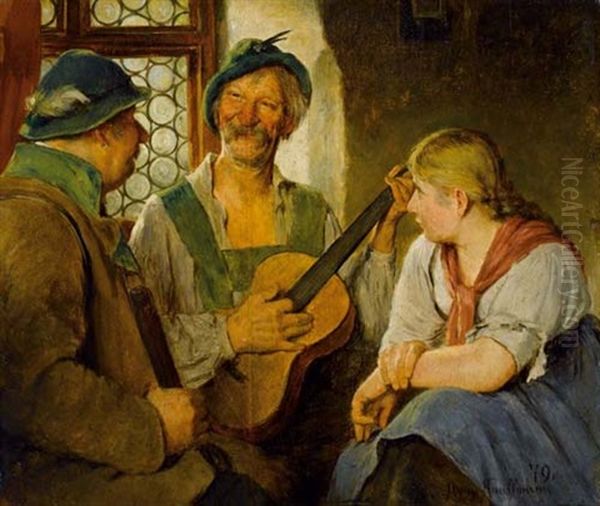 Der Gitarrenspieler Oil Painting by Hugo Wilhelm Kauffmann