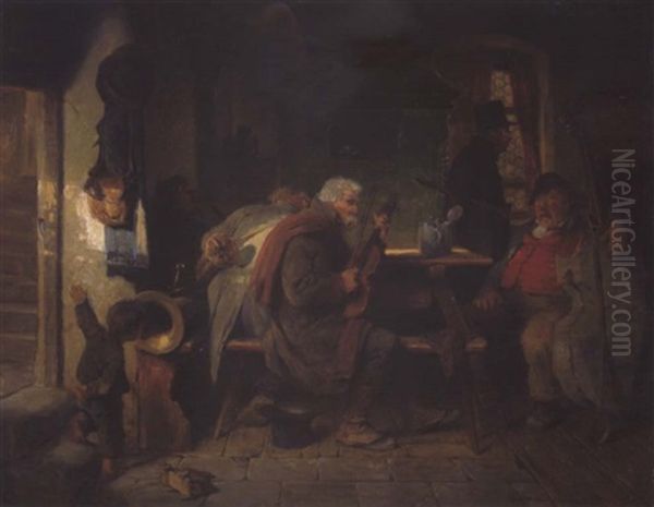 Musikanten Nach Dem Fest Oil Painting by Hugo Wilhelm Kauffmann