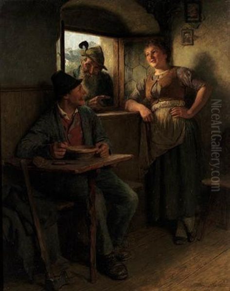 Afternoon Conversation Oil Painting by Hugo Wilhelm Kauffmann