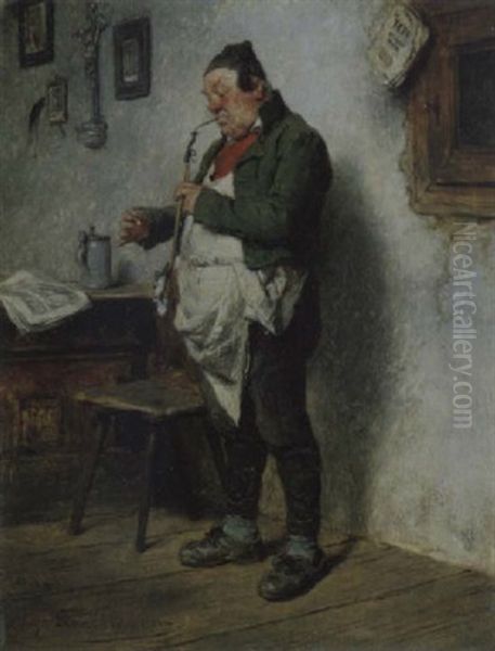 Der Pfeifenraucher Oil Painting by Hugo Wilhelm Kauffmann