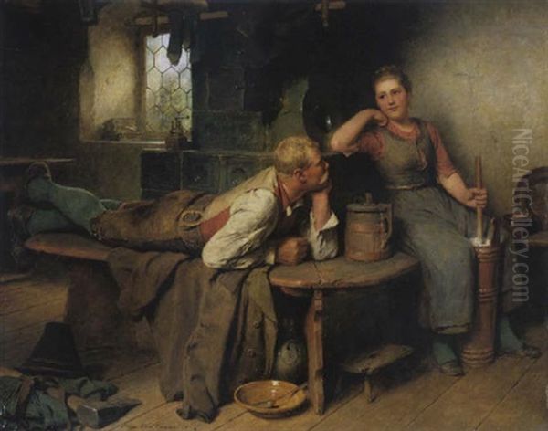 Im Trauten Gesprach Oil Painting by Hugo Wilhelm Kauffmann