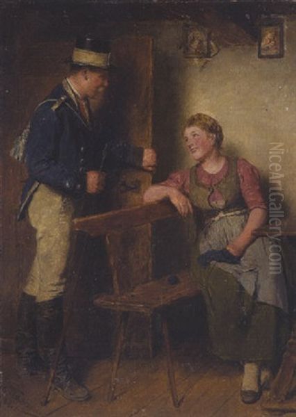 Madel Mit Postillion Oil Painting by Hugo Wilhelm Kauffmann