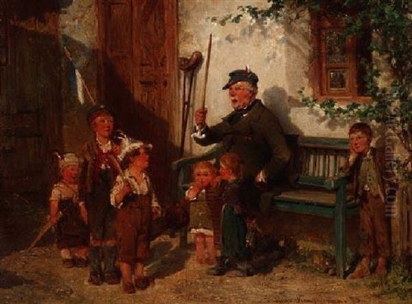 Der Alte Veteran Spielt Mit Seinen Enkeln Soldat Oil Painting by Hugo Wilhelm Kauffmann