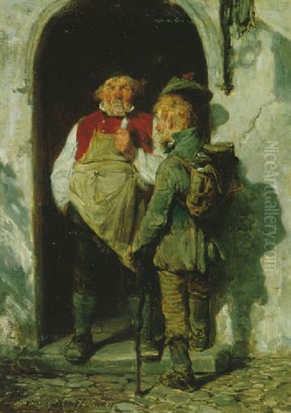 Wirt Und Handswerksbursch Oil Painting by Hugo Wilhelm Kauffmann