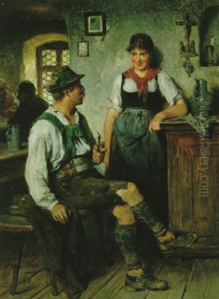 Bursch Und Madel Oil Painting by Hugo Wilhelm Kauffmann