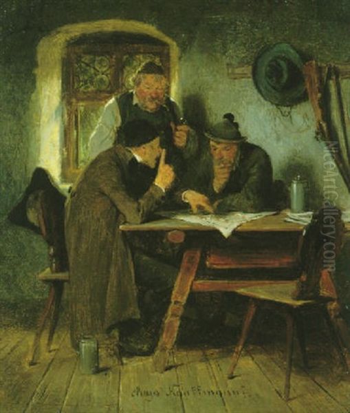 Die Dorfpolitiker Oil Painting by Hugo Wilhelm Kauffmann