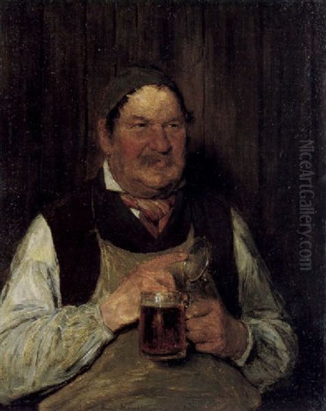 Alter Mit Bierglas Oil Painting by Hugo Wilhelm Kauffmann