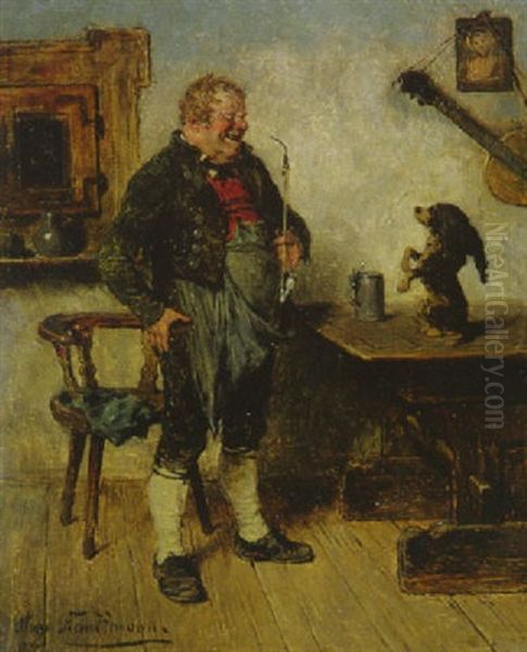 Der Gelehrige Hund Oil Painting by Hugo Wilhelm Kauffmann