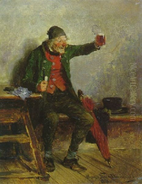 Gutes Bier! Oil Painting by Hugo Wilhelm Kauffmann