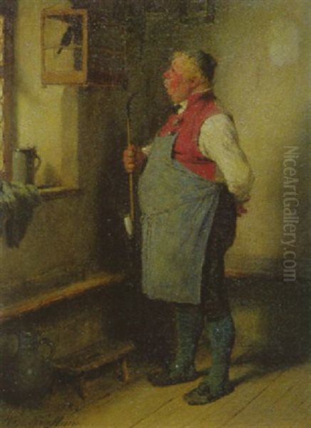 Wirt Mit Vogel Oil Painting by Hugo Wilhelm Kauffmann