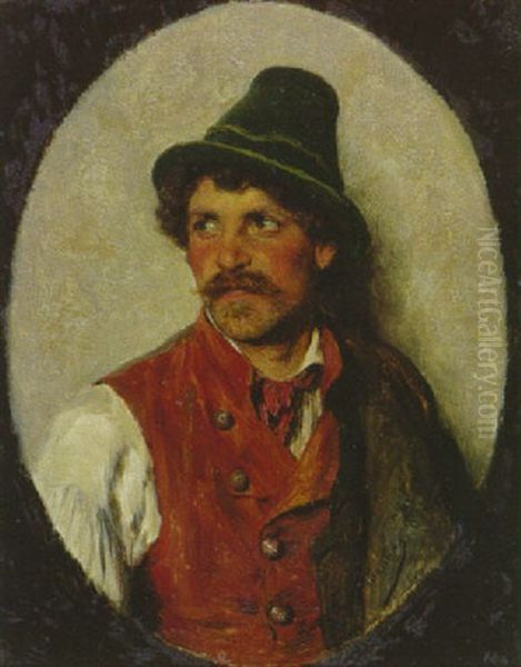 Bursch In Tracht Mit Filzhutchen Oil Painting by Hugo Wilhelm Kauffmann