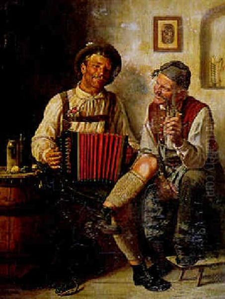 The Village Musician Oil Painting by Hugo Wilhelm Kauffmann