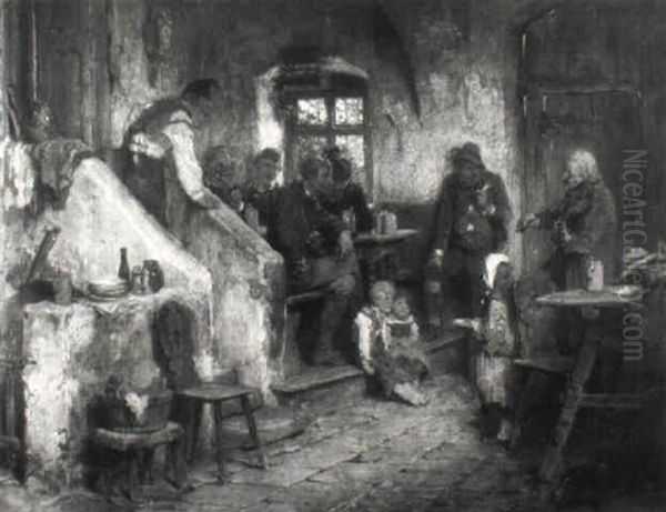 Alter Geiger Im Wirtshaus Oil Painting by Hugo Wilhelm Kauffmann