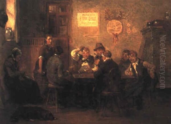 Kartenspieler Im Wirtshaus Oil Painting by Hugo Wilhelm Kauffmann