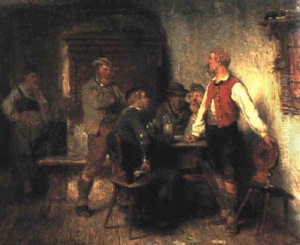 Streit Beim Kartenspiel Oil Painting by Hugo Wilhelm Kauffmann