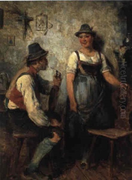 In Der Bauernstube Oil Painting by Hugo Wilhelm Kauffmann