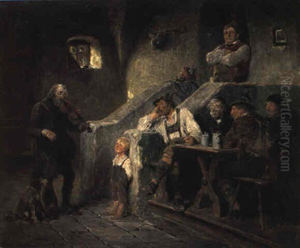 Der Alte Geiger Im Wirtshaus Oil Painting by Hugo Wilhelm Kauffmann