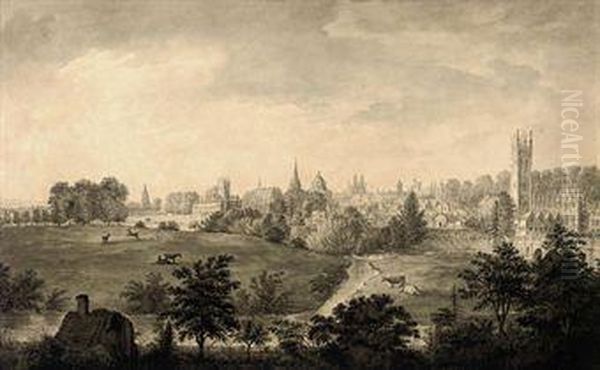 An Extensive View Of Oxford From Christchurch Meadows Oil Painting by Ferdinand Bauer