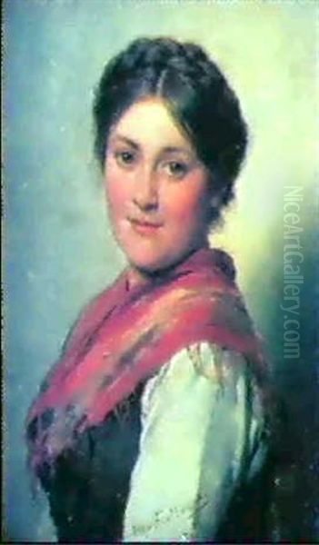 Brustbild Einer Jungen Frau Im Dirndl Oil Painting by Hugo Wilhelm Kauffmann