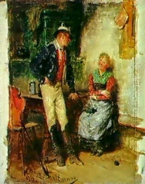 Madel Und Postillion Oil Painting by Hugo Wilhelm Kauffmann