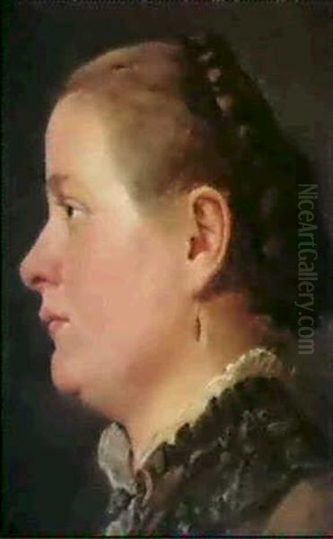 Kofportrat Einer Jungen Frau Im Profil Oil Painting by Hugo Wilhelm Kauffmann