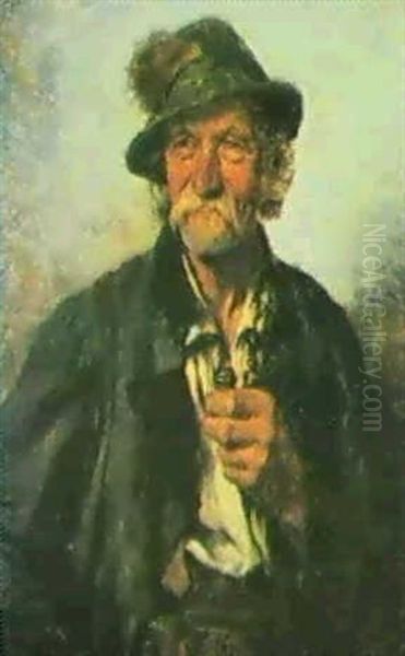 Alter Bauer Mit Pfeife Oil Painting by Hugo Wilhelm Kauffmann