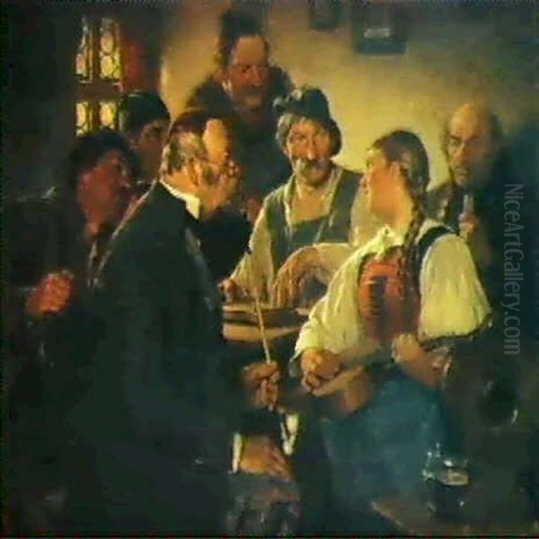 The Zither Player Oil Painting by Hugo Wilhelm Kauffmann