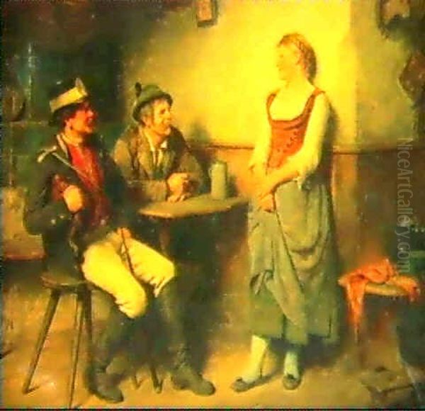 New Acquaintances Oil Painting by Hugo Wilhelm Kauffmann