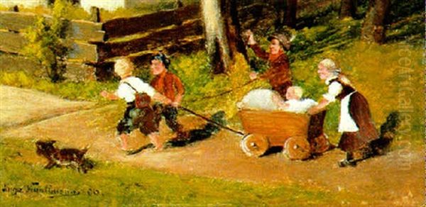 Spielende Kinder Oil Painting by Hugo Wilhelm Kauffmann