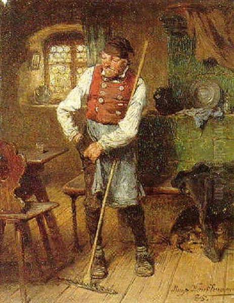 Bauer In Seiner Stube Oil Painting by Hugo Wilhelm Kauffmann