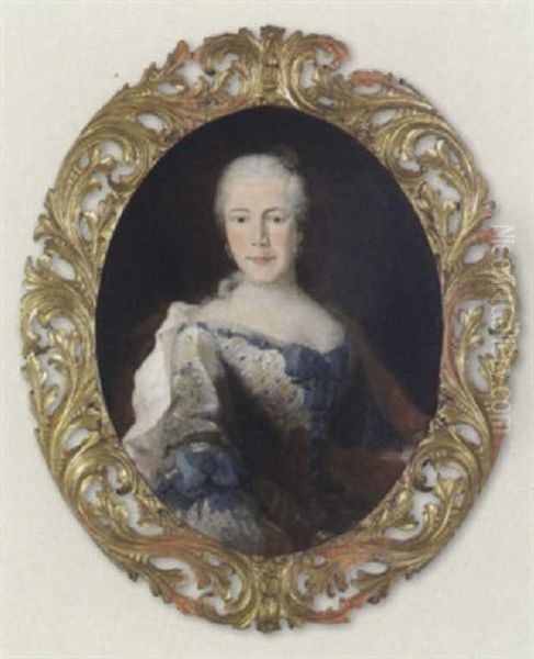 Bildnis Einer Dame Mit Perlenkollier Oil Painting by Johann Georg Kauffmann