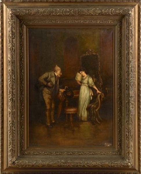 Unwanted Courtship, The Elderly Suitor Comes To Call Oil Painting by Leon Kauffmann