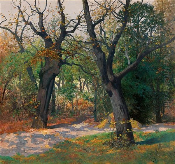 Autumn Morning Oil Painting by Adolf Kaufmann