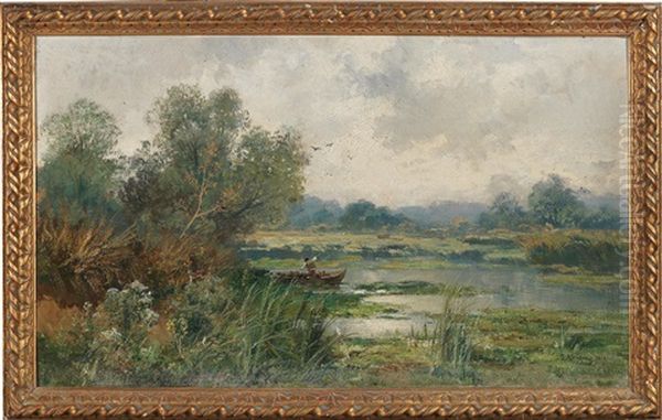 Fisherman In The Au Oil Painting by Adolf Kaufmann