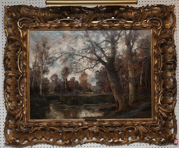 Forest Scene Oil Painting by Adolf Kaufmann