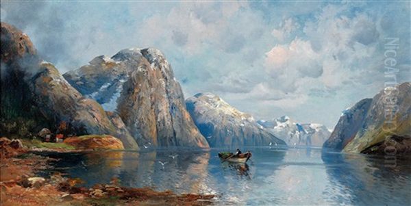 Am Hardangerfjord Oil Painting by Adolf Kaufmann