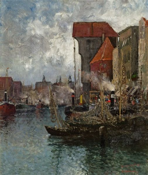 Hafen Von Danzig Oil Painting by Adolf Kaufmann