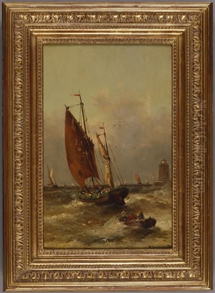 Marine An D. Franzosischen Kuste Oil Painting by Adolf Kaufmann