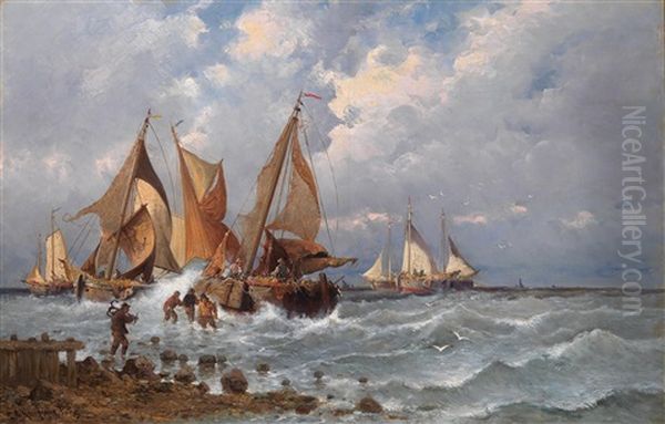 Fischer An Der Kuste Oil Painting by Adolf Kaufmann