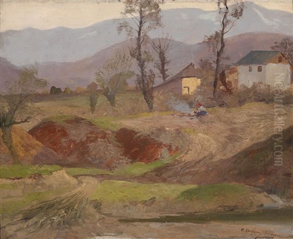 Landscape Near Sarajevo Oil Painting by Adolf Kaufmann