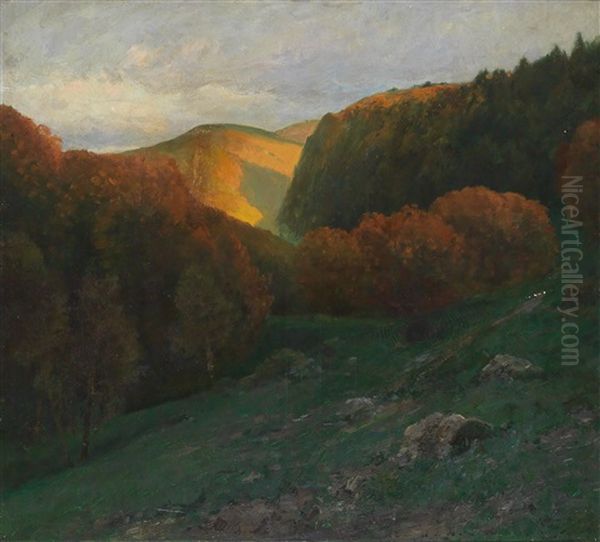 Herbstlandschaft Oil Painting by Adolf Kaufmann