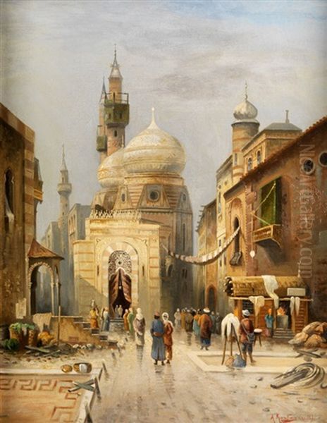 Eingang Einer Moschee In Kairo Oil Painting by Adolf Kaufmann