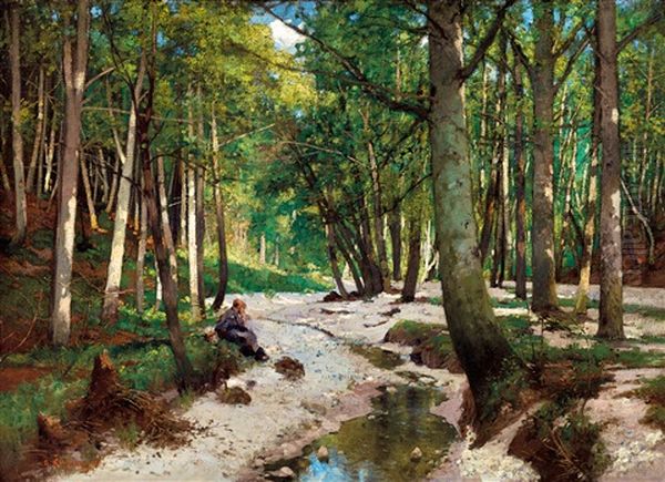 On The Bang Of The Brook Oil Painting by Adolf Kaufmann