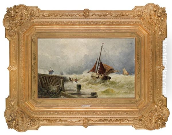 An Der Hollandischen Kuste Bei Harzlingen Oil Painting by Adolf Kaufmann