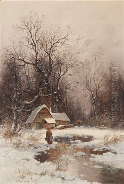 Winter Bei Lyon Oil Painting by Adolf Kaufmann