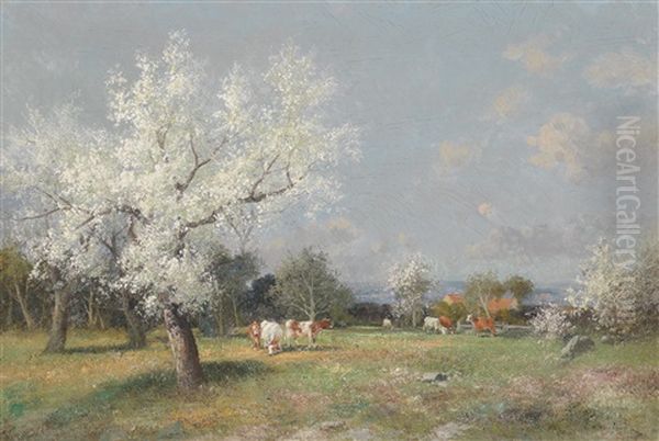 Fruhlingswiese Oil Painting by Adolf Kaufmann